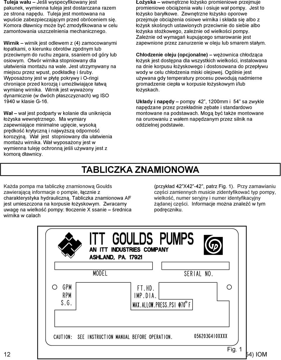 Wirnik wirnik jest odlewem z (4) zamocowanymi łopatkami, o kierunku obrotów zgodnym lub przeciwnym do ruchu zegara, ssaniem od góry lub osiowym.