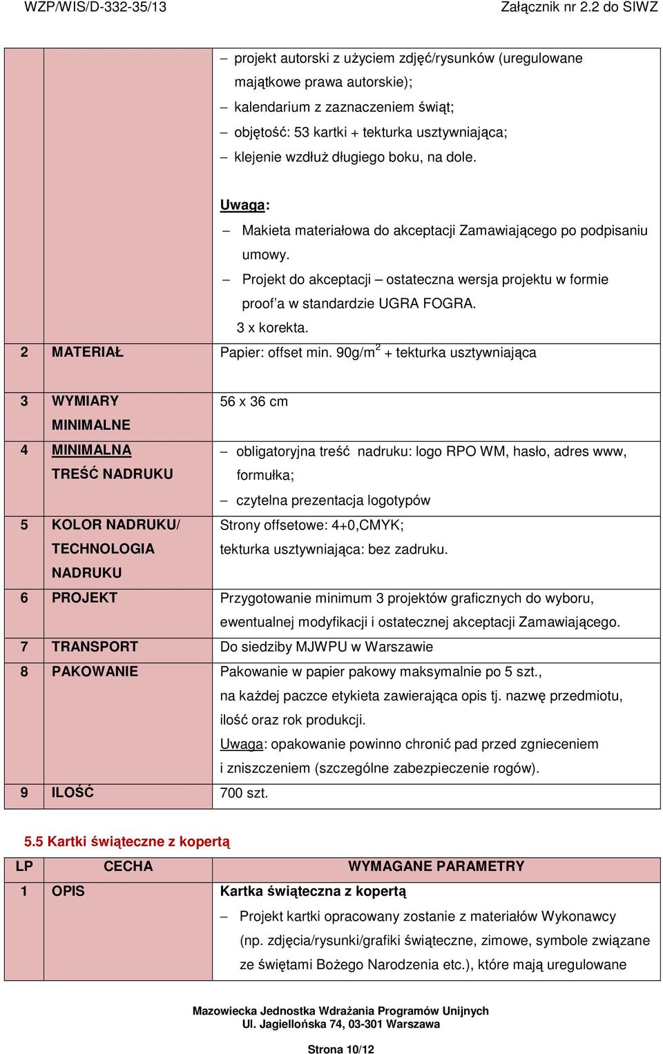 2 MATERIAŁ Papier: offset min.