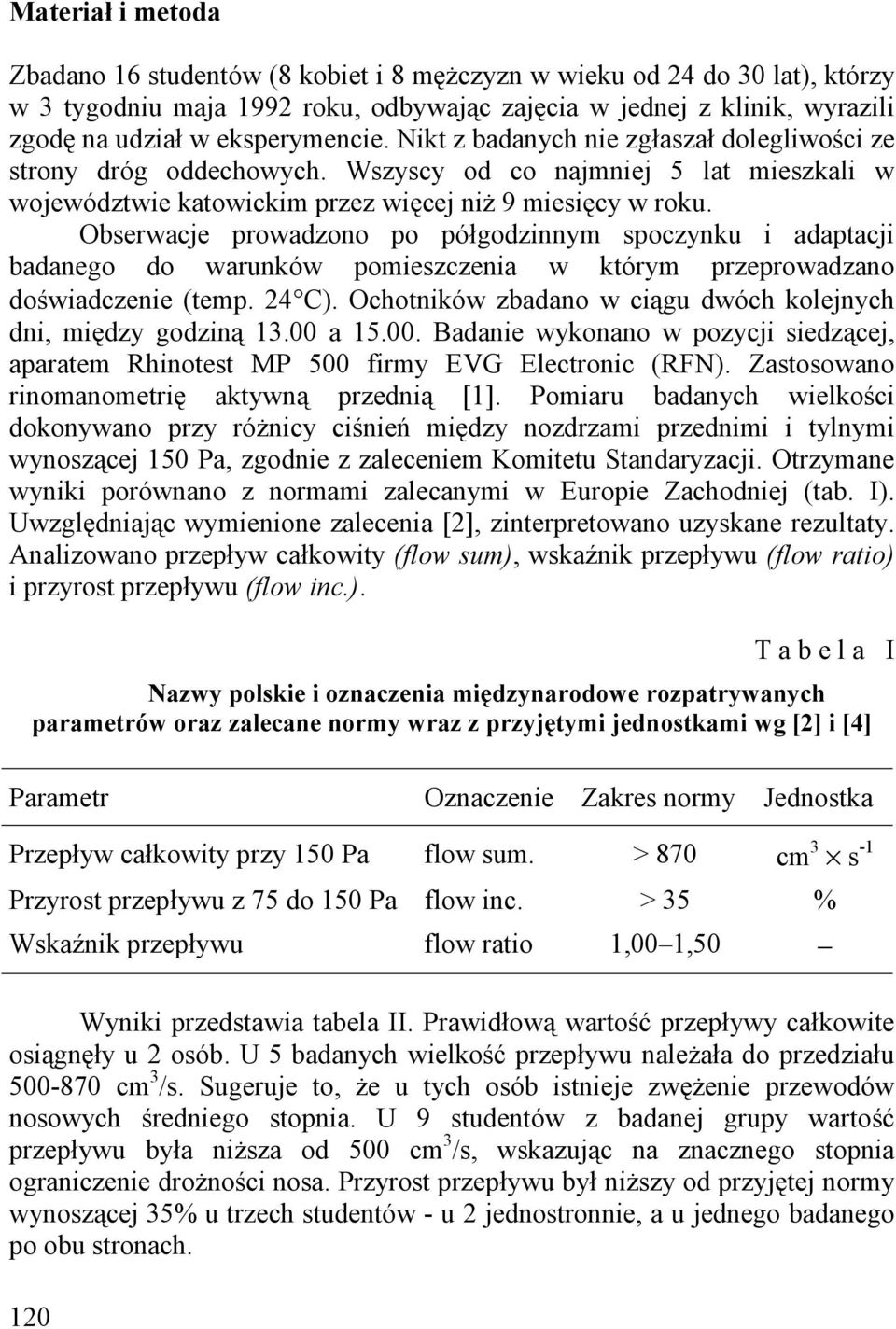 Obserwacje prowadzono po półgodzinnym spoczynku i adaptacji badanego do warunków pomieszczenia w którym przeprowadzano doświadczenie (temp. 24 C).