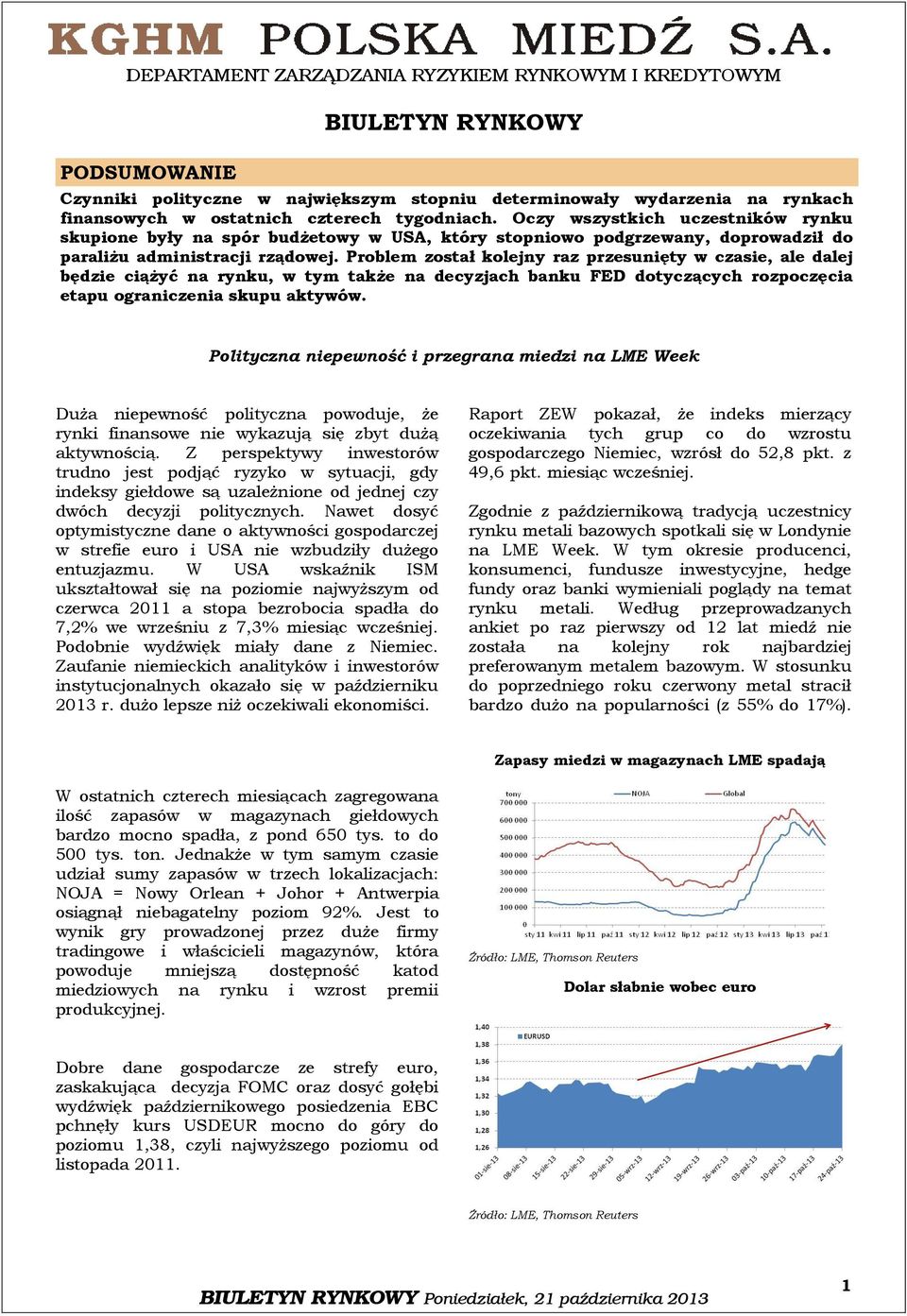 Problem został kolejny raz przesunięty w czasie, ale dalej będzie ciążyć na rynku, w tym także na decyzjach banku FED dotyczących rozpoczęcia etapu ograniczenia skupu aktywów.