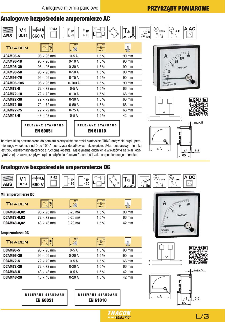 72 72-1 1,5 % 66 CM72-3 72 72-3 1,5 % 66 CM72-5 72 72-5 1,5 % 66 CM72-75 72 72-75 1,5 % 66 CM48-5 48 48-5 1,5 % 42 EN 651 EN 611 Te ierniki są przeznaczone do poiaru rzeczywistej wartości skutecznej