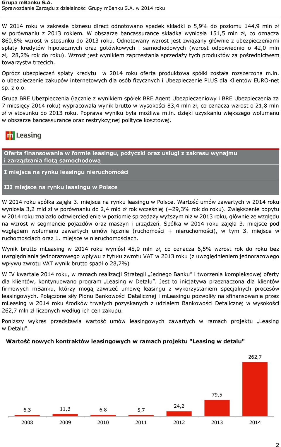 Odnotowany wzrost jest związany głównie z ubezpieczeniami spłaty kredytów hipotecznych oraz gotówkowych i samochodowych (wzrost odpowiednio o 42,0 mln zł, 28,2% rok do roku).