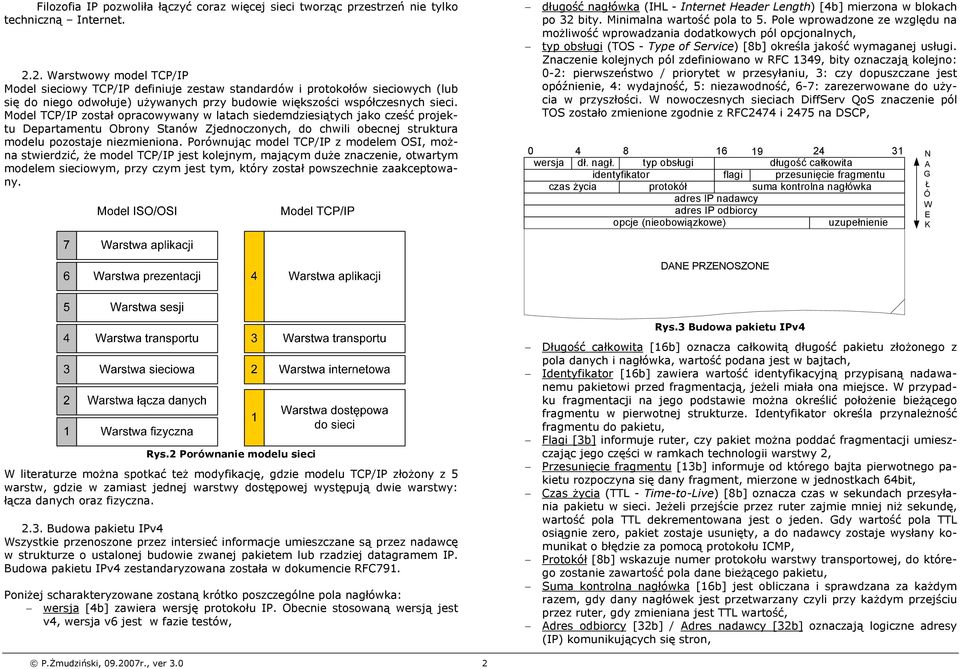 Model TCP/IP został opracowywany w latach siedemdziesiątych jako cześć projektu Departamentu Obrony Stanów Zjednoczonych, do chwili obecnej struktura modelu pozostaje niezmieniona.