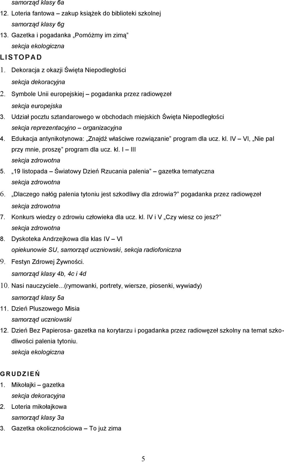 Edukacja antynikotynowa: Znajdź właściwe rozwiązanie program dla ucz. kl. IV VI, Nie pal przy mnie, proszę program dla ucz. kl. I III 5.