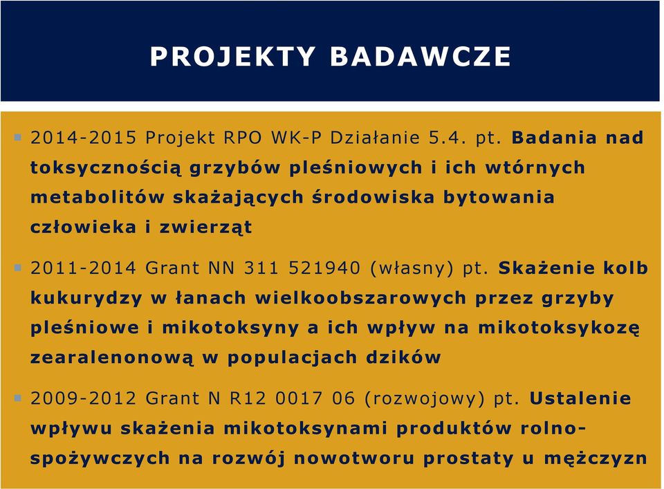 2011-2014 Grant NN 311 521940 (własny) pt.