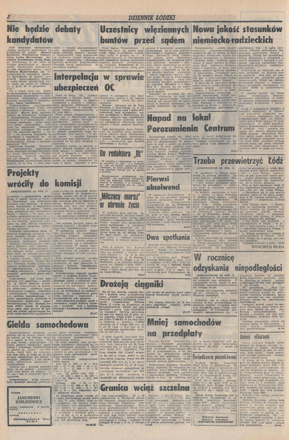 lstpada br gd 20 prgrame TVP" Ne sej ny ne dsł d prume sprae debaty teleyjnej kandydató pnfrmał dennkary recnk kmtetu ybrceg T Maeckeg Adam stkec Prpnalśmy merytrycną debatę prgramach; byłaby pżąda