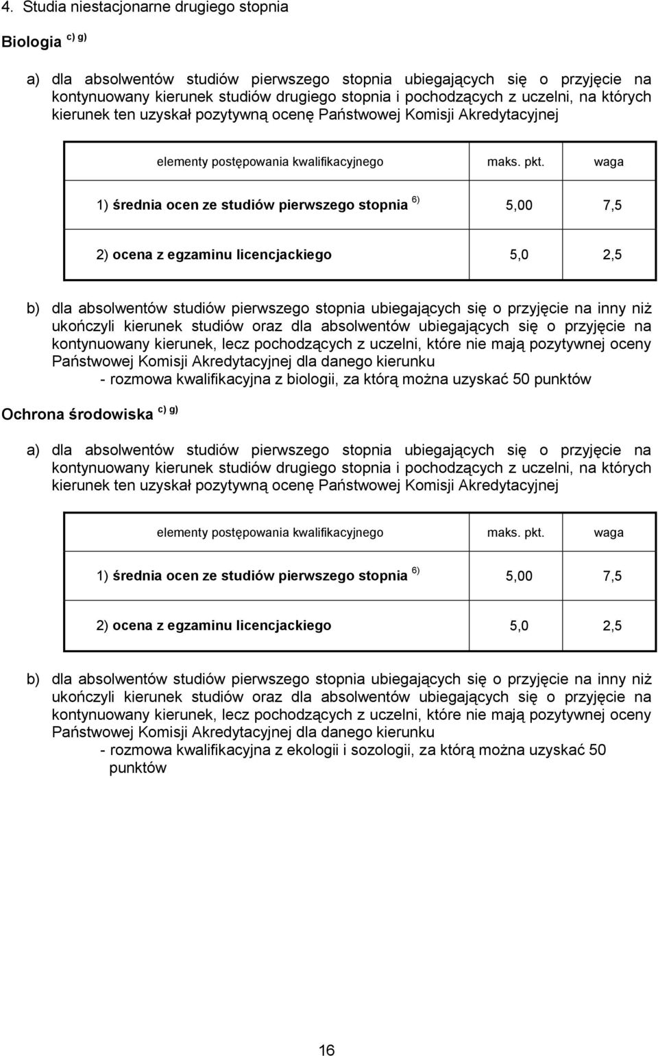50 punktów Ochrona środowiska c) g) - rozmowa