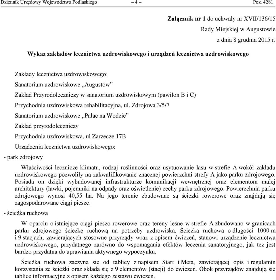 Przyrodoleczniczy w sanatorium uzdrowiskowym (pawilon B i C) Przychodnia uzdrowiskowa rehabilitacyjna, ul.