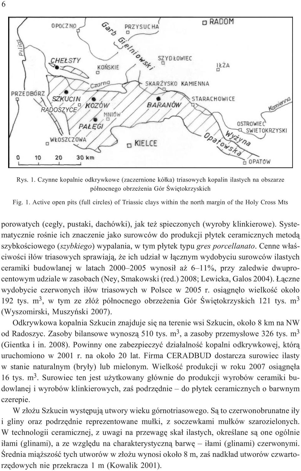 Cenne w³aœciwoœci i³ów triasowych sprawiaj¹, e ich udzia³ w ³¹cznym wydobyciu surowców ilastych ceramiki budowlanej w latach 2000 2005 wynosi³ a 6 11%, przy zaledwie dwuprocentowym udziale w zasobach