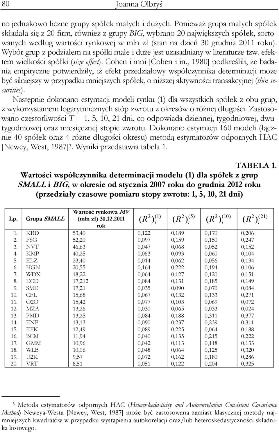 Wybór grup z podzałem na spółk małe duże jest uzasadnany w lteraturze tzw. efektem welkośc spółk (sze effect). Cohen nn [Cohen n.