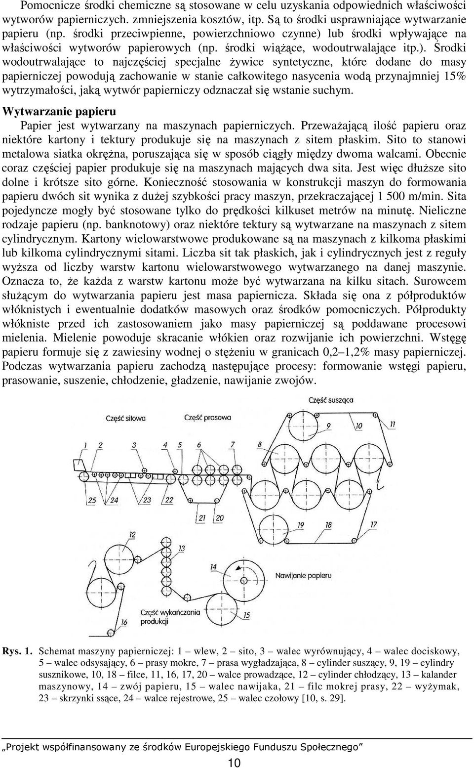 lub środki wpływające na właściwości wytworów papierowych (np. środki wiąŝące, wodoutrwalające itp.).