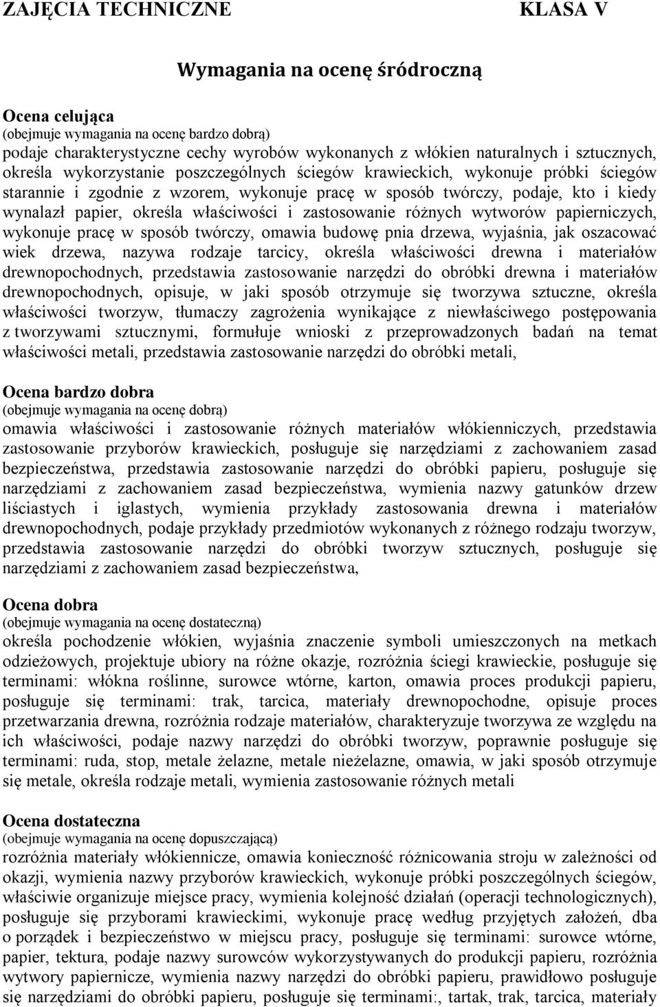 papierniczych, wykonuje pracę w sposób twórczy, omawia budowę pnia drzewa, wyjaśnia, jak oszacować wiek drzewa, nazywa rodzaje tarcicy, określa właściwości drewna i materiałów drewnopochodnych,