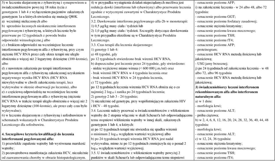 wirusologiczne,j albo c) z brakiem odpowiedzi na wcześniejsze leczenie interferonem pegylowanym alfa z rybawiryną, przy czym stężenie HCV RNA przez cały okres terapii nie uległo obniżeniu o więcej