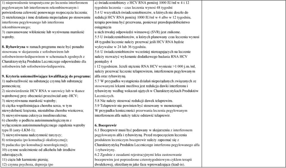 Rybawiryna w ramach programu może być ponadto stosowana w skojarzeniu z sofosbuwirem lub sofosbuwirem+ledipaswirem w schematach zgodnych z Charakterystyką Produktu Leczniczego odpowiednio dla