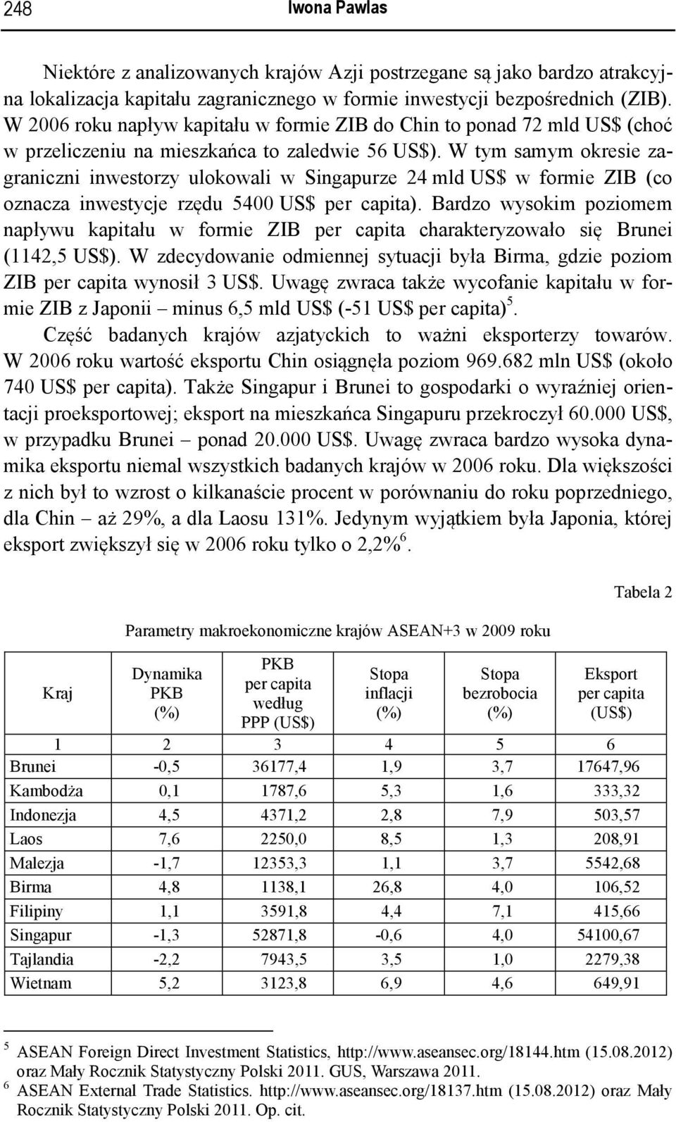 W tym samym okresie zagraniczni inwestorzy ulokowali w Singapurze 24 mld US$ w formie ZIB (co oznacza inwestycje rzędu 5400 US$ per capita).