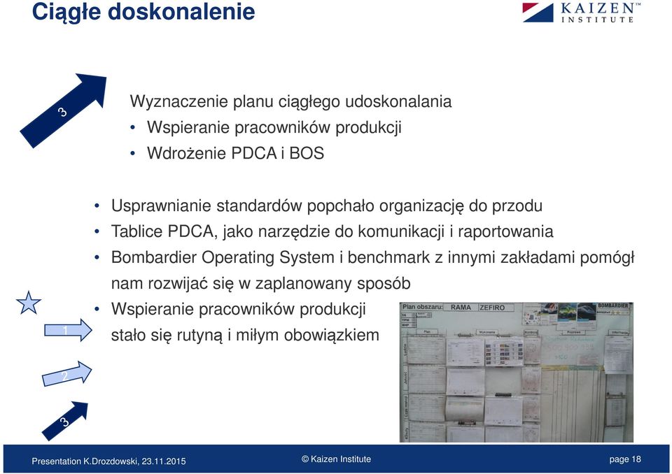 raportowania Bombardier Operating System i benchmark z innymi zakładami pomógł nam rozwijać się w zaplanowany