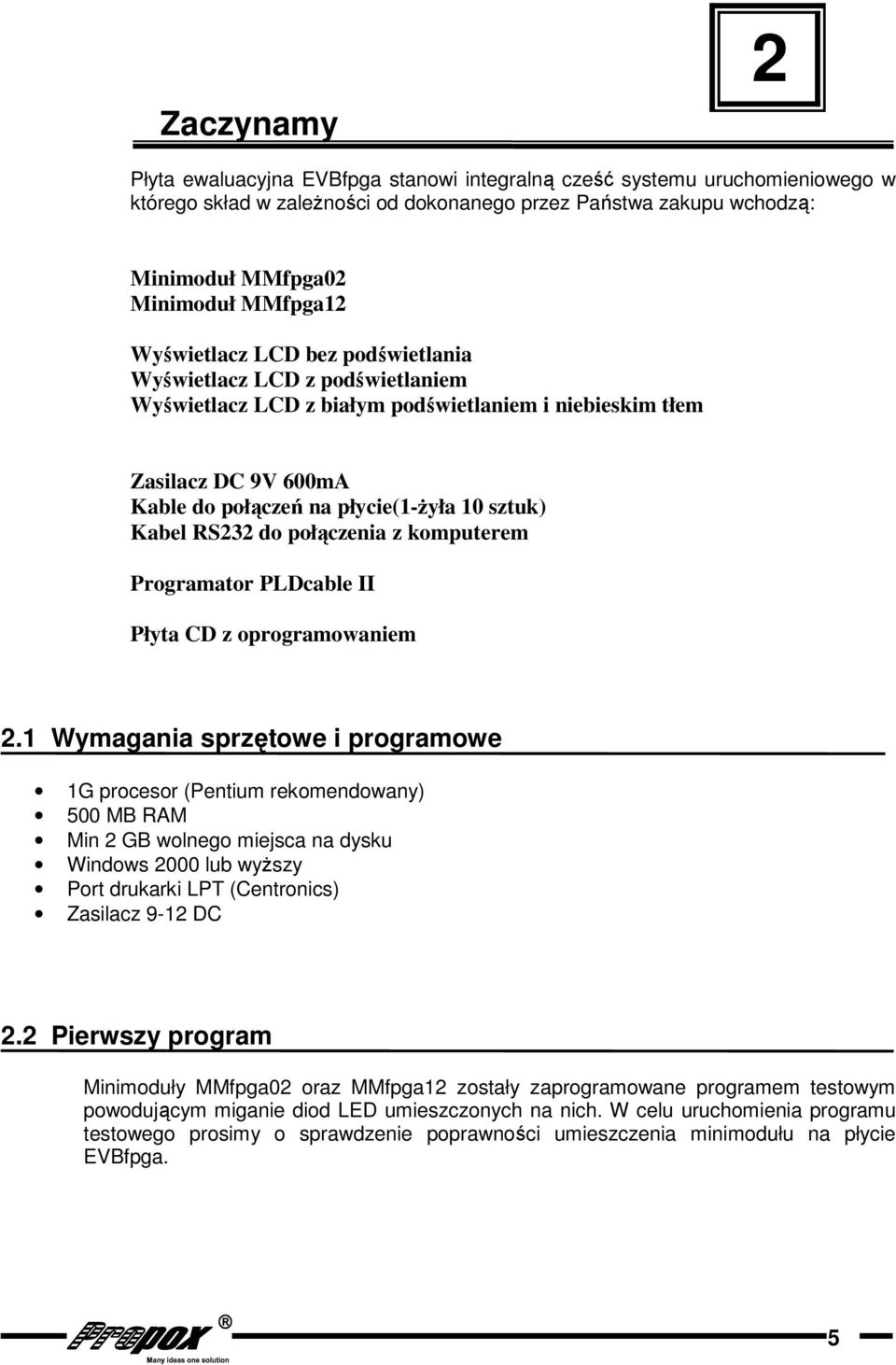 Kabel RS232 do połączenia z komputerem Programator PLDcable II Płyta CD z oprogramowaniem 2.