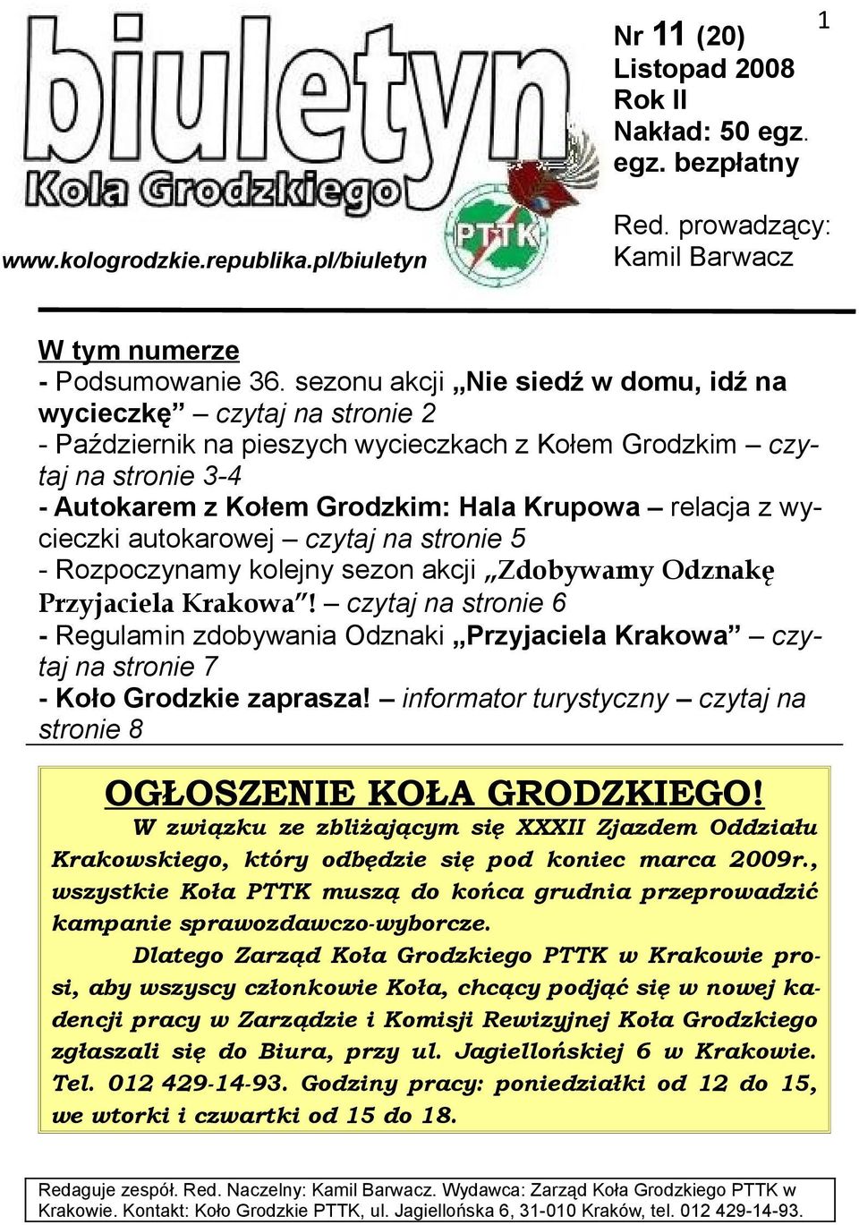 wycieczki autokarowej czytaj na stronie 5 - Rozpoczynamy kolejny sezon akcji Zdobywamy Odznakę Przyjaciela Krakowa!