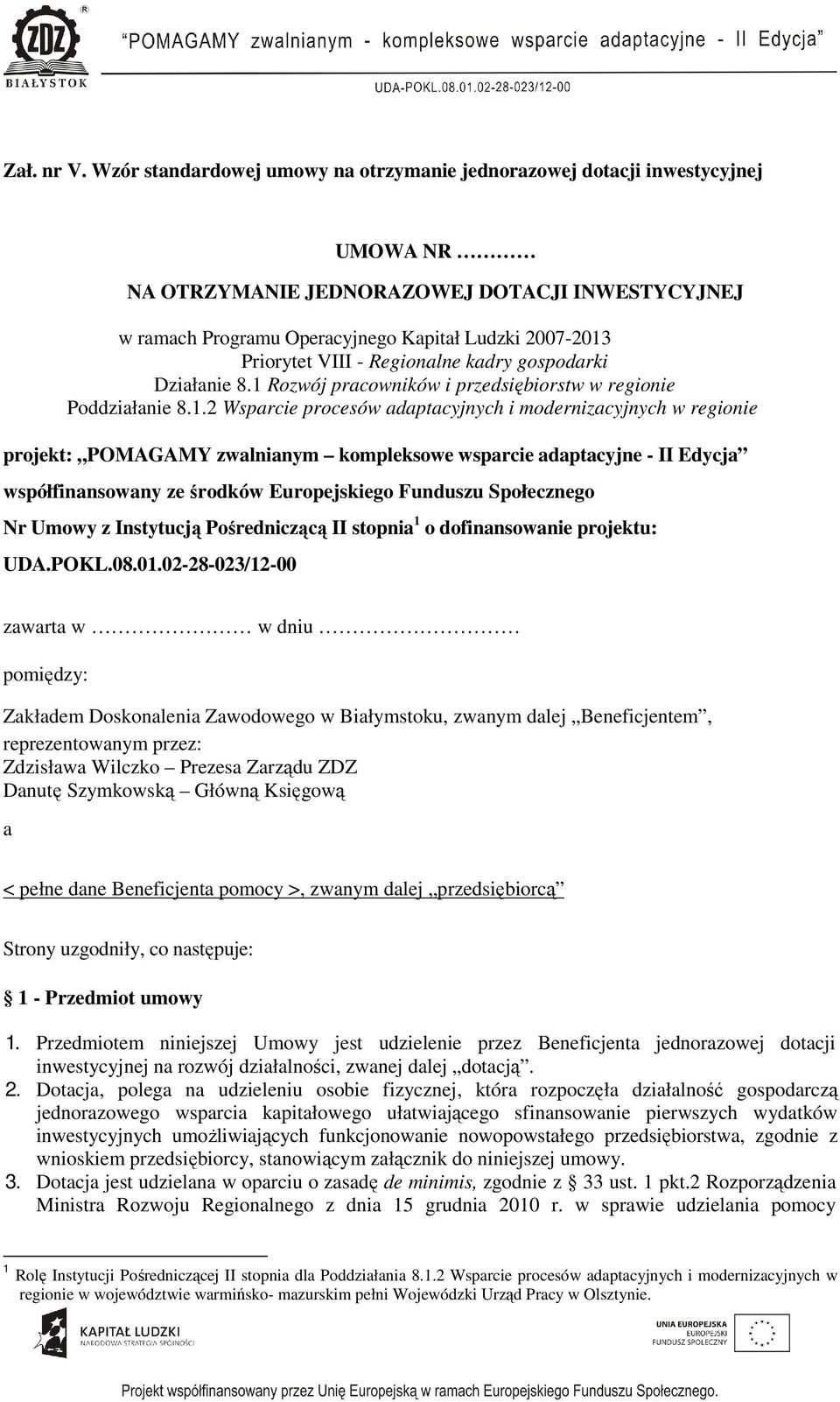 VIII - Regionalne kadry gospodarki Działanie 8.1 