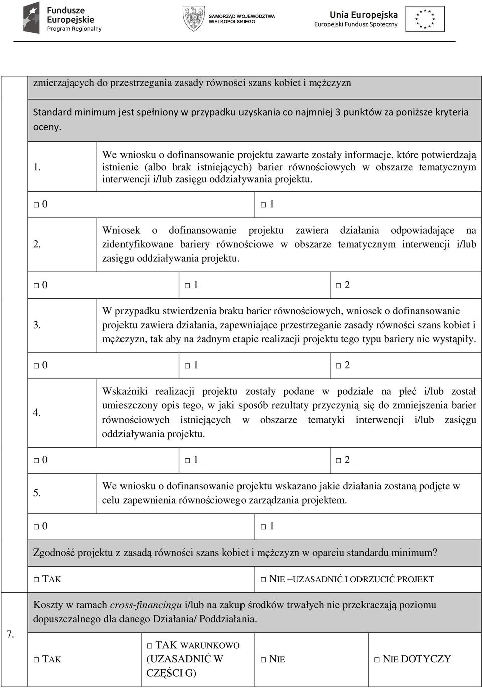 oddziaływania projektu. 0 1 2.