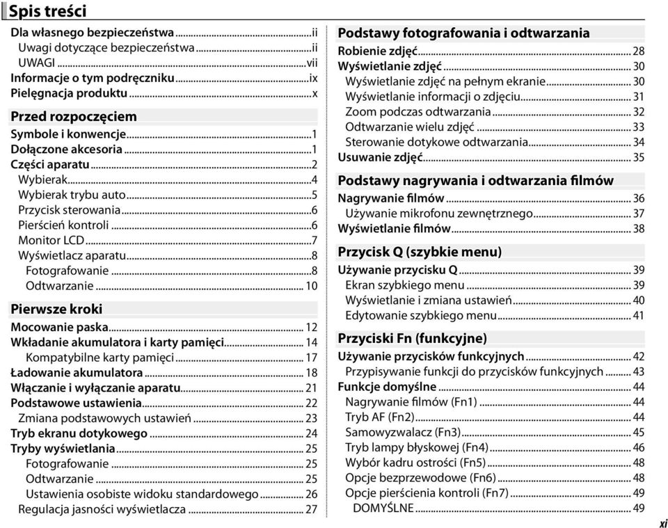 .. 10 Pierwsze kroki Mocowanie paska... 12 Wkładanie akumulatora i karty pamięci... 14 Kompatybilne karty pamięci... 17 Ładowanie akumulatora... 18 Włączanie i wyłączanie aparatu.