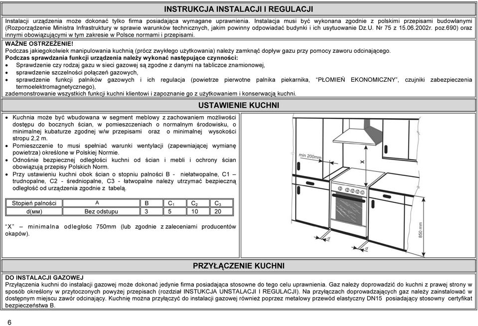 Nr 75 z 15.06.2002r. poz.690) oraz innymi obowiązującymi w tym zakresie w Polsce normami i przepisami. WAŻNE OSTRZEŻENIE!