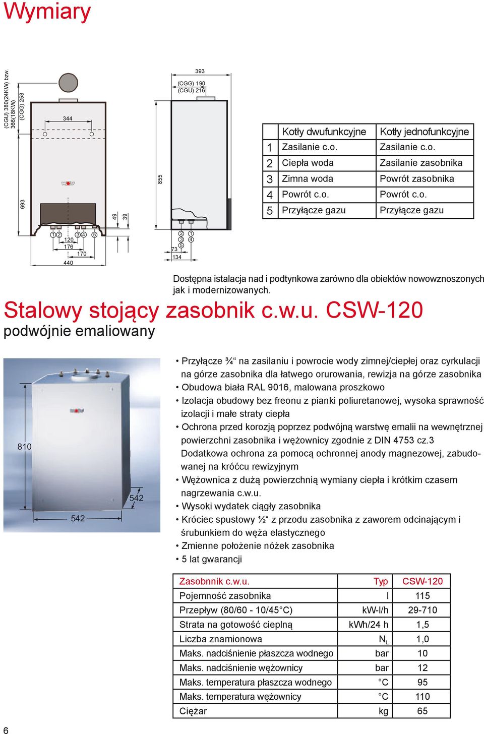 Stalowy stojący zasobnik c.w.u.