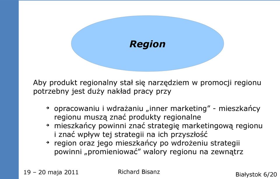 mieszkańcy powinni znać strategię marketingową regionu i znać wpływ tej strategii na ich przyszłość