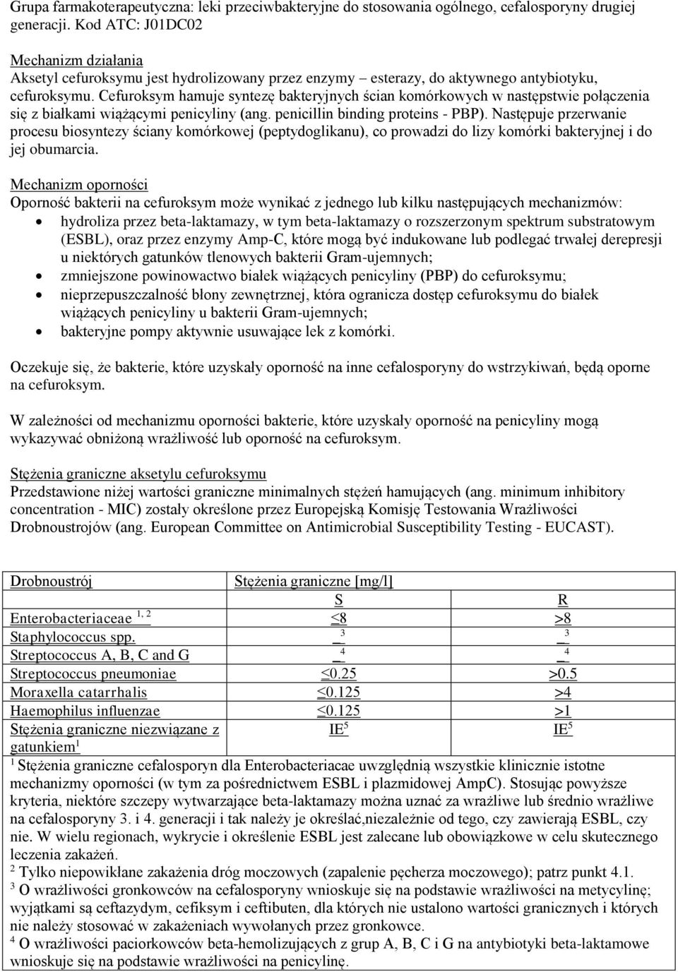 Cefuroksym hamuje syntezę bakteryjnych ścian komórkowych w następstwie połączenia się z białkami wiążącymi penicyliny (ang. penicillin binding proteins - PBP).