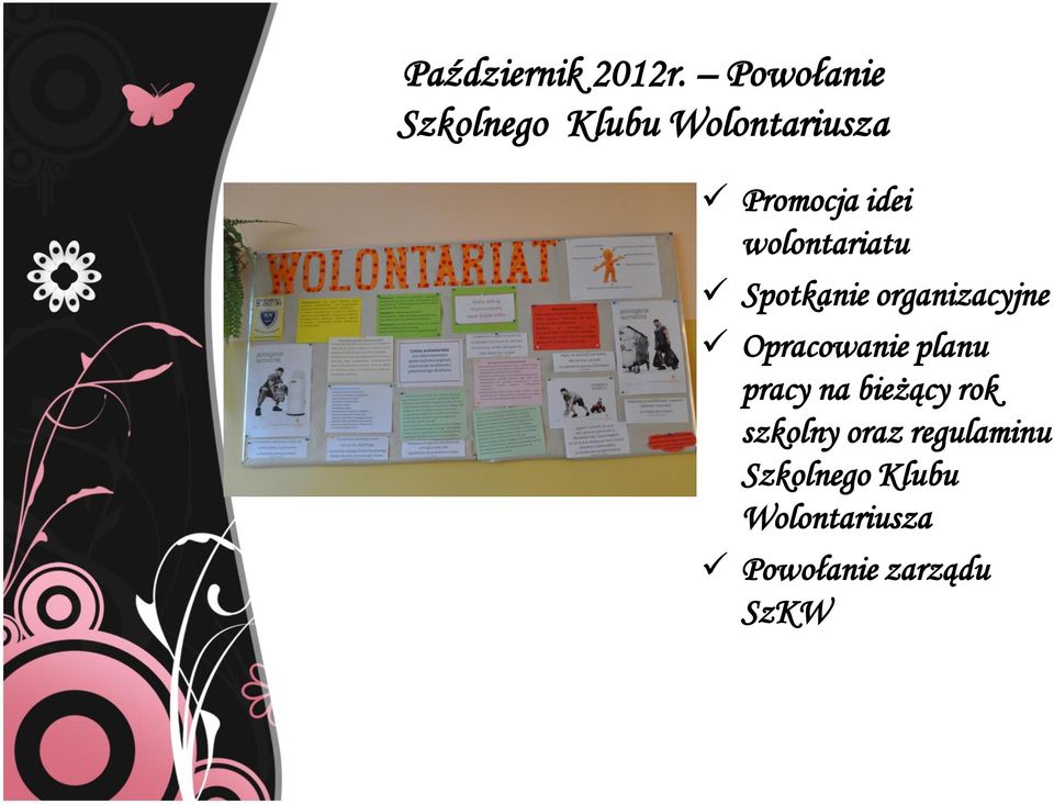 wolontariatu Spotkanie organizacyjne Opracowanie planu