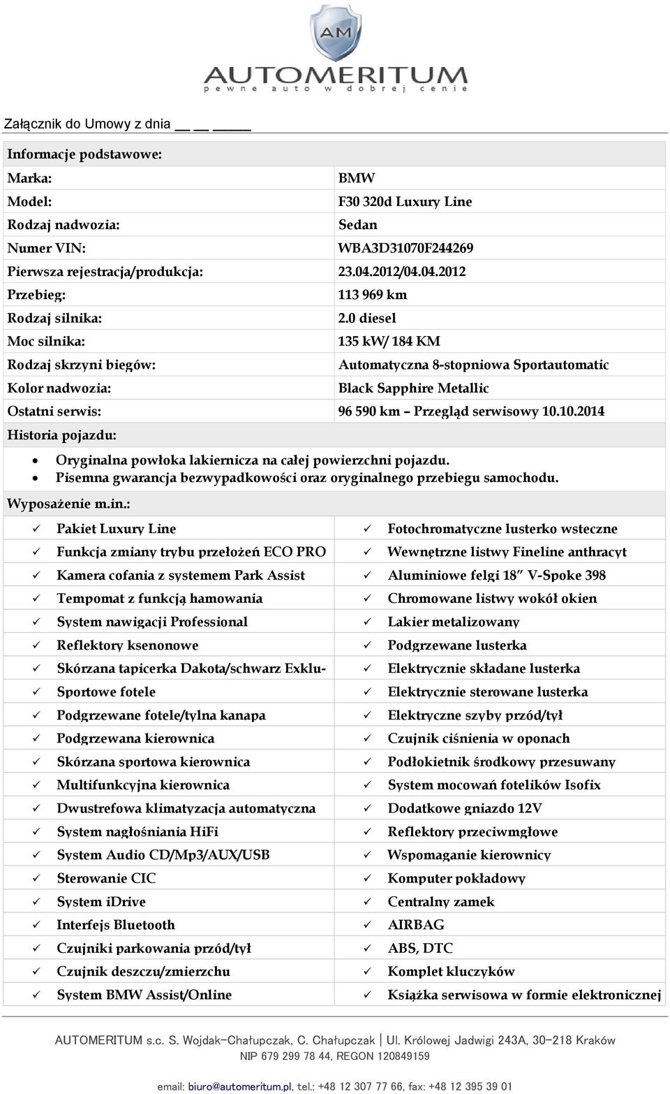 10.2014 Historia pojazdu: Orygina