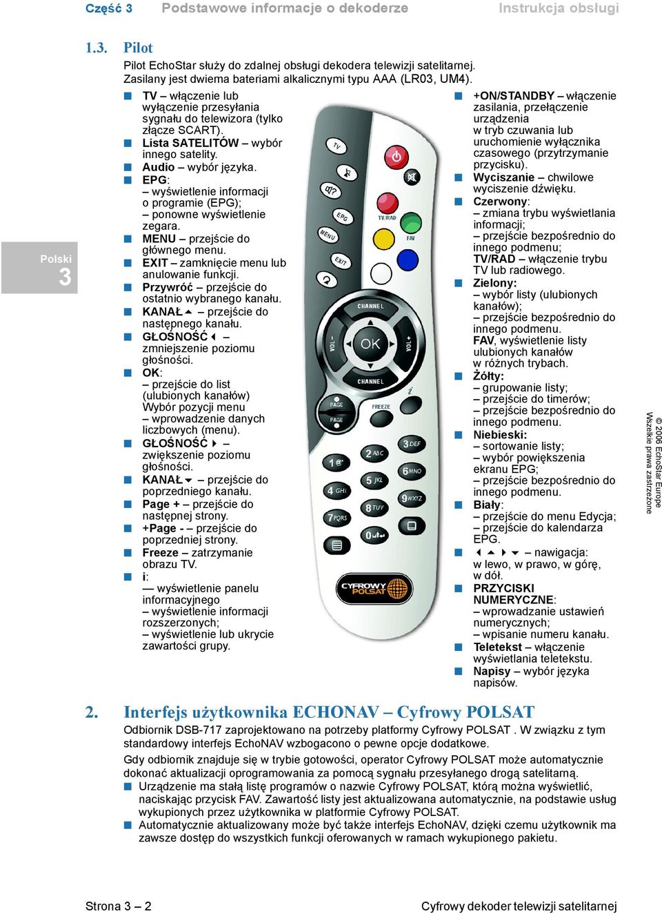 Audio wybór języka. EPG: wyświetlenie informacji o programie (EPG); ponowne wyświetlenie zegara. MENU przejście do głównego menu. EXIT zamknięcie menu lub anulowanie funkcji.