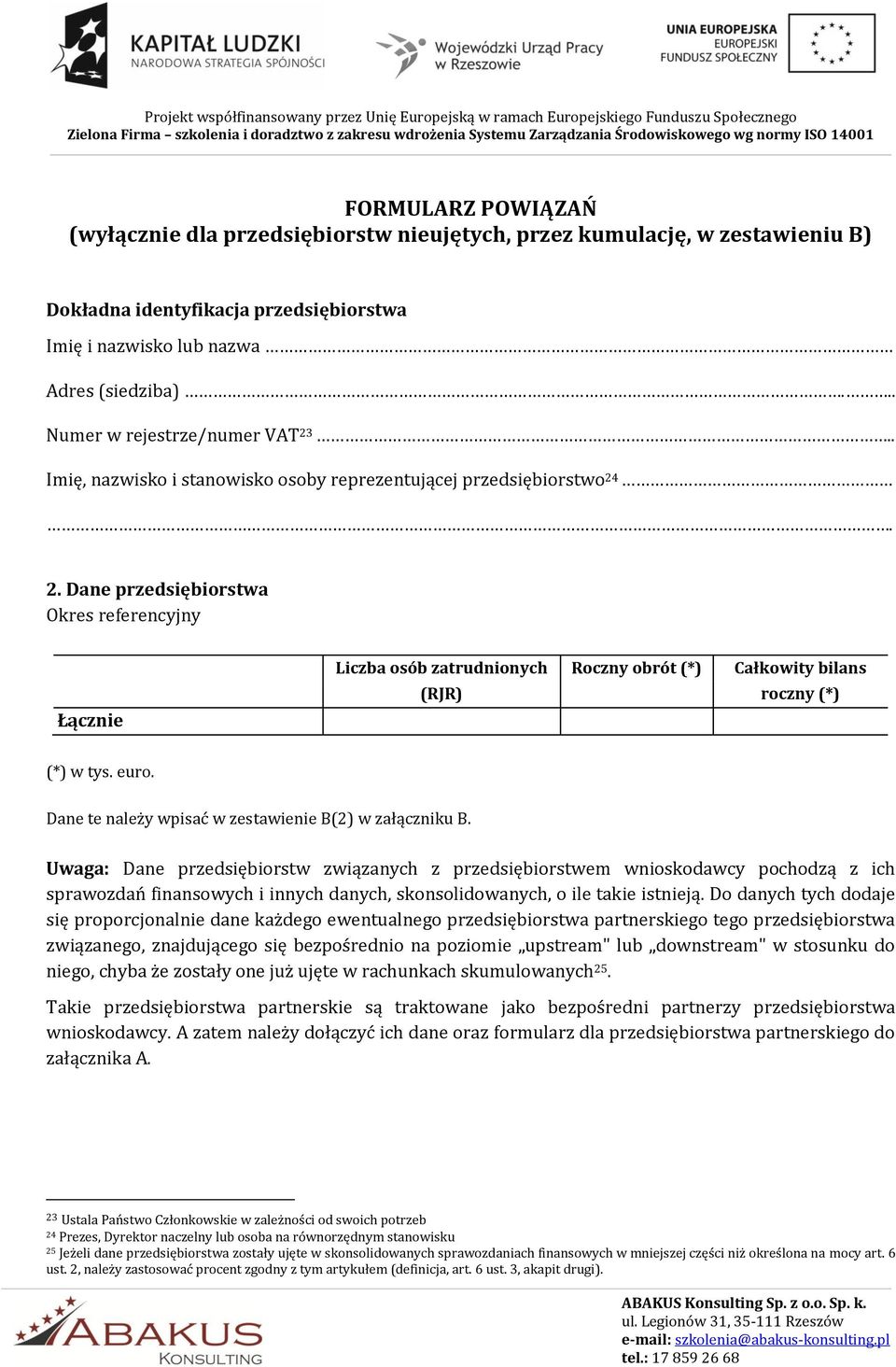 euro. Dane te należy wpisać w zestawienie B(2) w załączniku B.