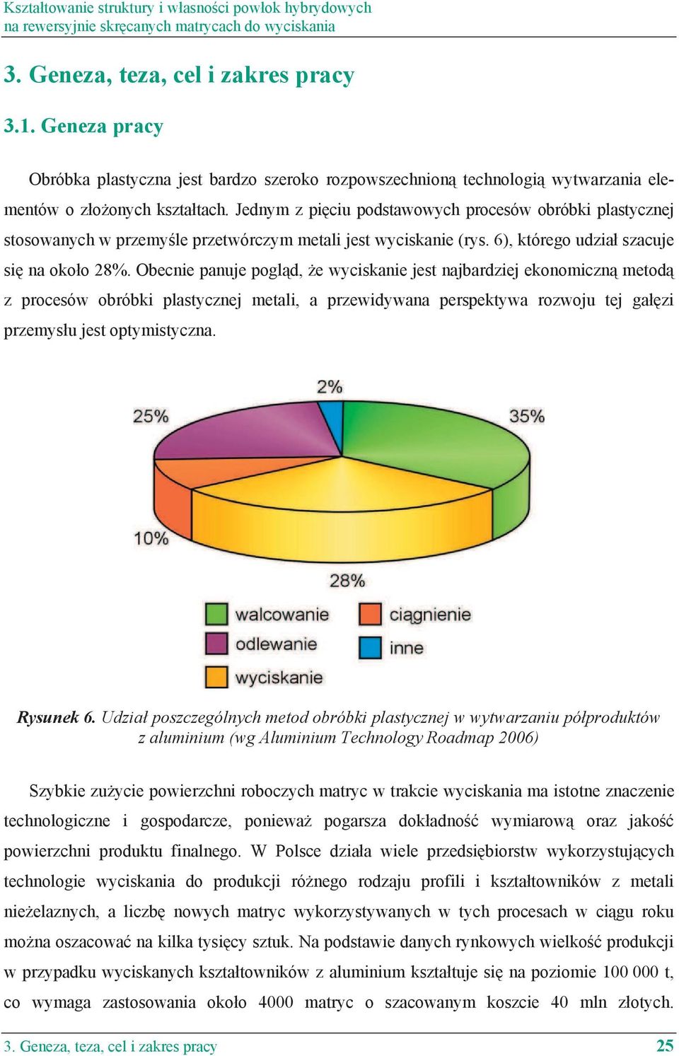 Jenym z pi ciu postawowych procesów obróbki plastycznej stosowanych w przemy le przetwórczym metali jest wyciskanie (rys. 6), którego uzia szacuje si na oko o 28%.