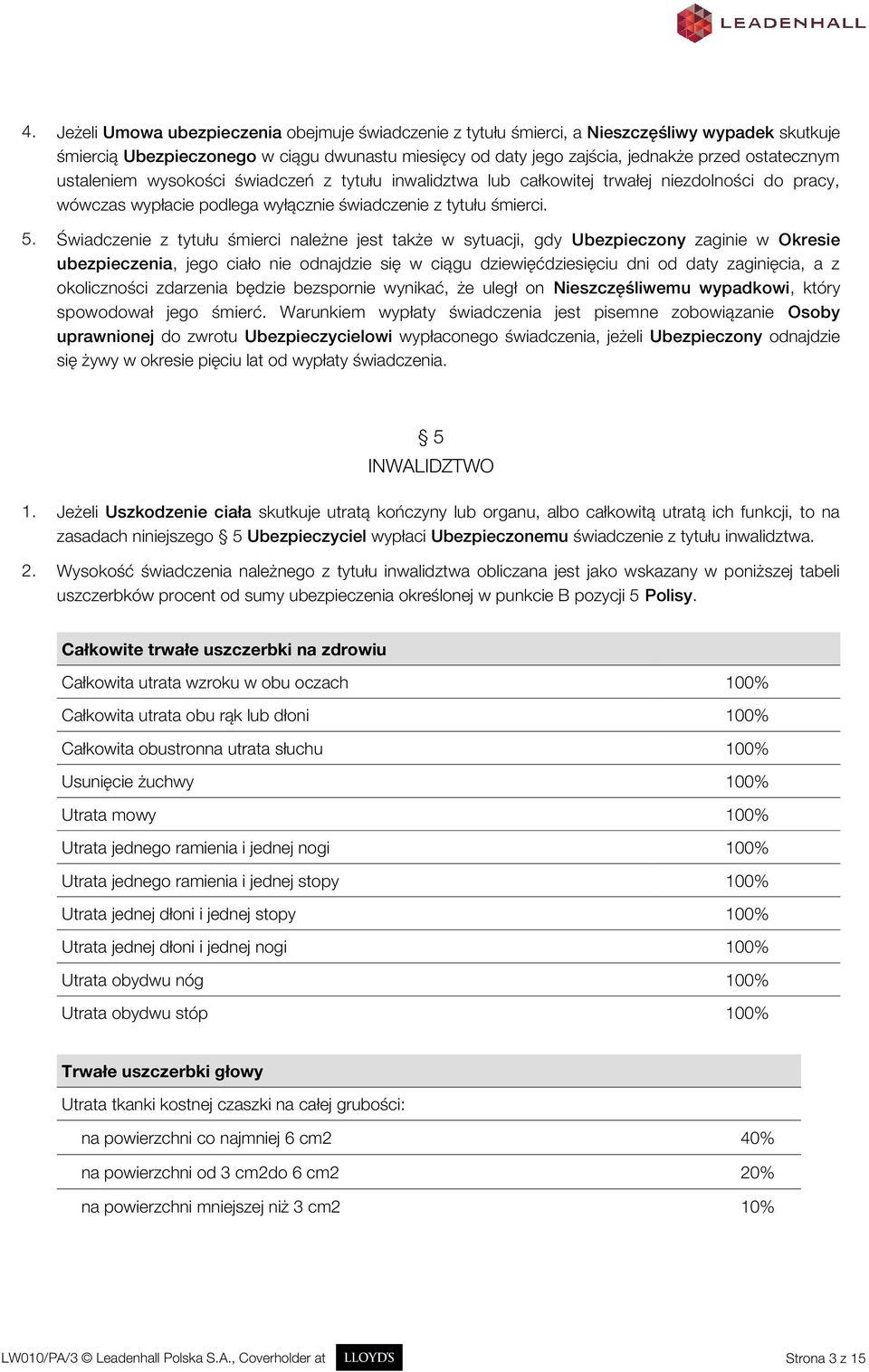 Świadczenie z tytułu śmierci należne jest także w sytuacji, gdy Ubezpieczony zaginie w Okresie ubezpieczenia, jego ciało nie odnajdzie się w ciągu dziewięćdziesięciu dni od daty zaginięcia, a z