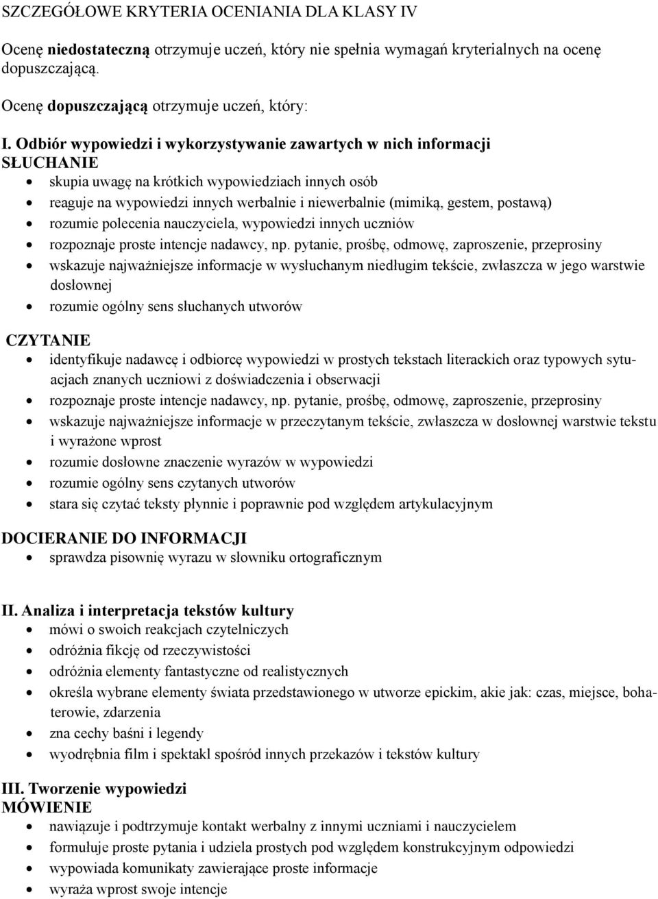 postawą) rozumie polecenia nauczyciela, wypowiedzi innych uczniów rozpoznaje proste intencje nadawcy, np.