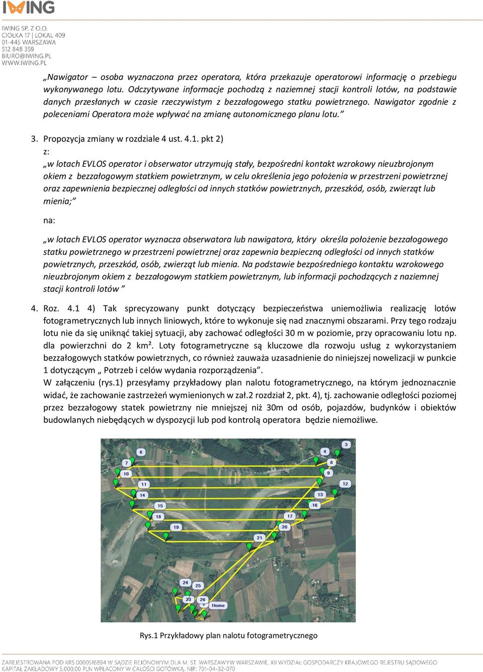 Nawigator zgodnie z poleceniami Operatora może wpływać na zmianę autonomicznego planu lotu. 3. Propozycja zmiany w rozdziale 4 ust. 4.1.