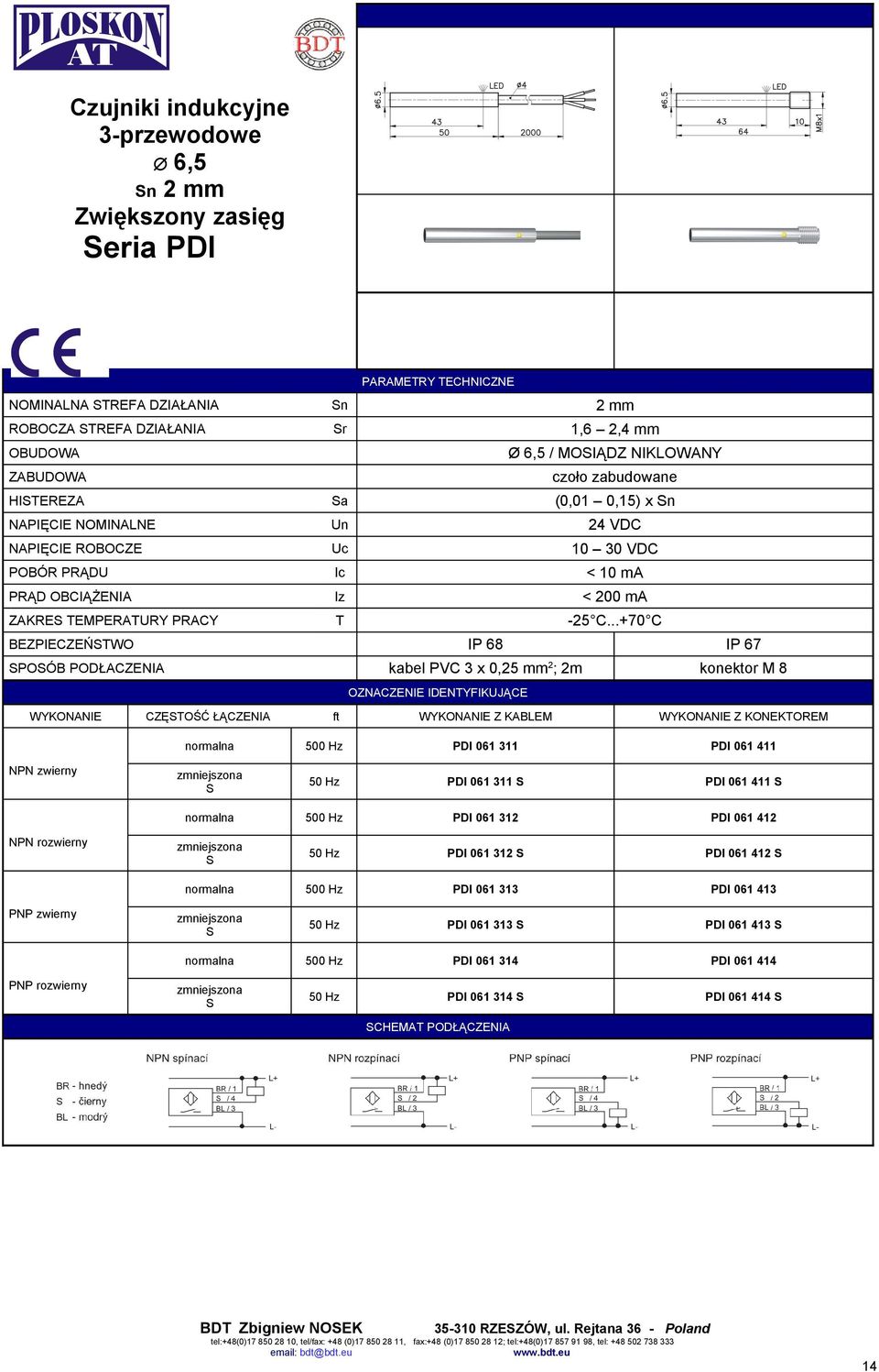 IDENYIKUJĄCE CZĘOŚĆ ŁĄCZENIA Z KABLEM Z KONEKOREM PDI 061 311 PDI 061 411 PDI 061 311 PDI 061 411 PDI 061 31 PDI 061 41 PDI 061 31 PDI 061 41 PDI 061