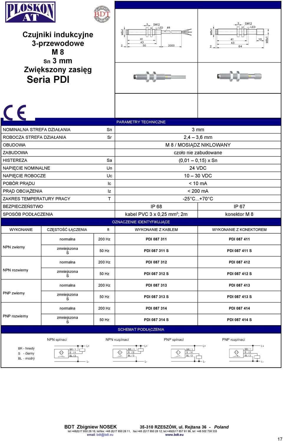 IDENYIKUJĄCE CZĘOŚĆ ŁĄCZENIA Z KABLEM Z KONEKOREM PDI 087 311 PDI 087 411 PDI 087 311 PDI 087 411 PDI 087 31 PDI 087 41 PDI 087 31 PDI 087 41 PDI 087