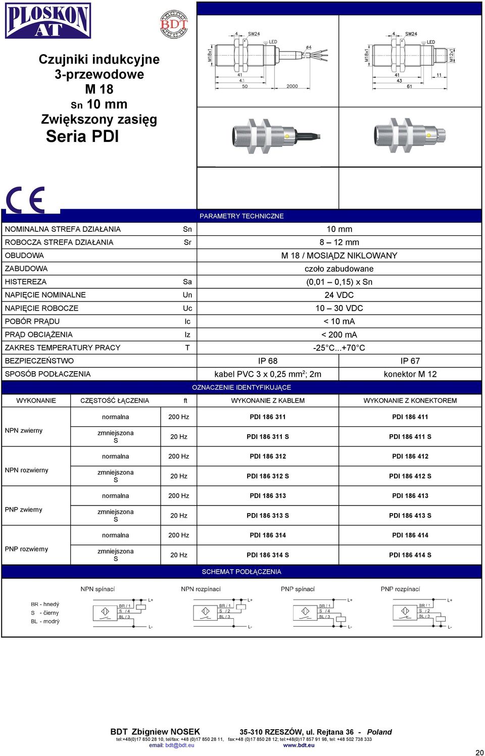 IDENYIKUJĄCE CZĘOŚĆ ŁĄCZENIA Z KABLEM Z KONEKOREM PDI 186 311 PDI 186 411 PDI 186 311 PDI 186 411 PDI 186 31 PDI 186 41 PDI 186 31 PDI 186 41 PDI