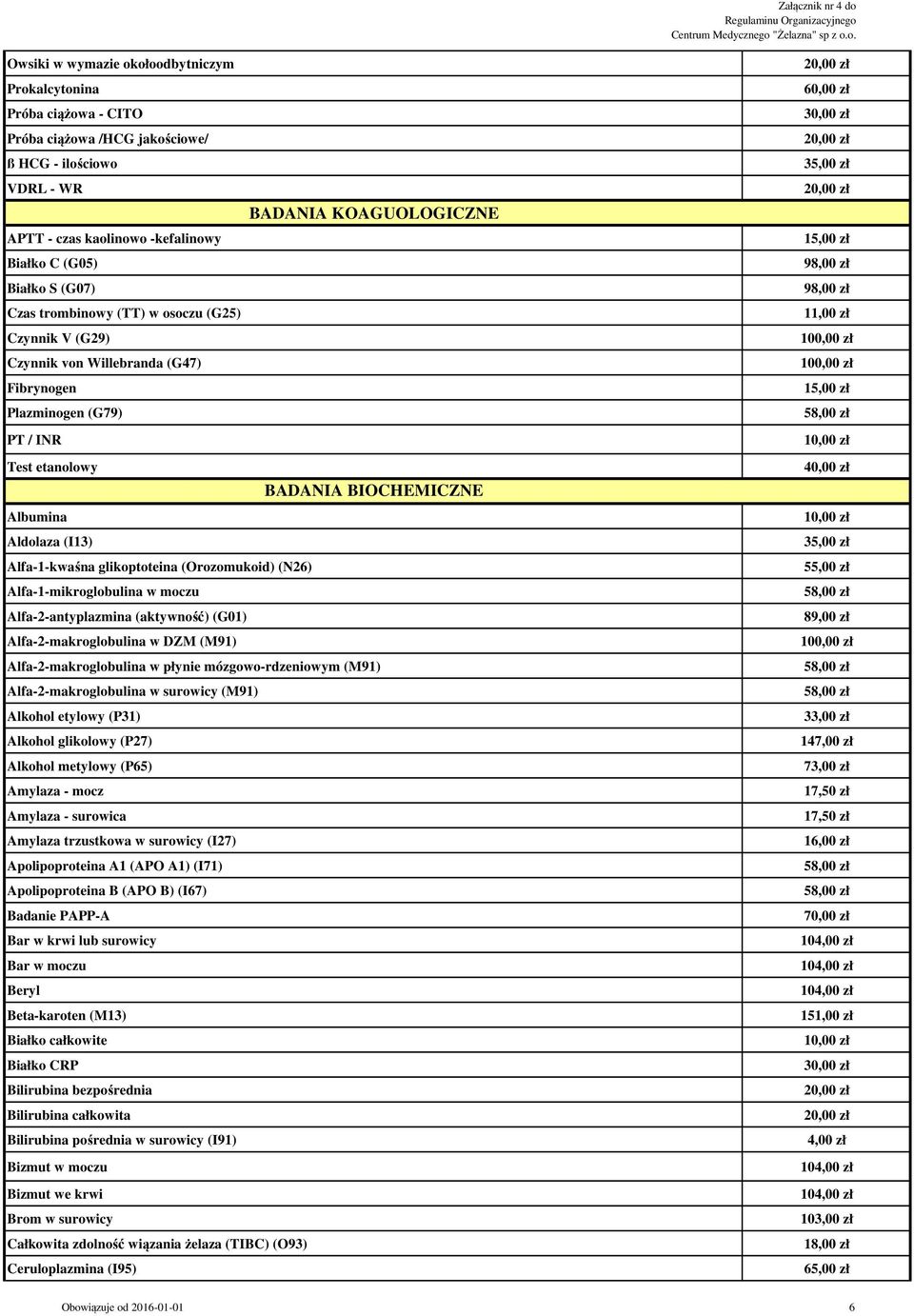 (I13) Alfa-1-kwaśna glikoptoteina (Orozomukoid) (N26) Alfa-1-mikroglobulina w moczu Alfa-2-antyplazmina (aktywność) (G01) Alfa-2-makroglobulina w DZM (M91) Alfa-2-makroglobulina w płynie