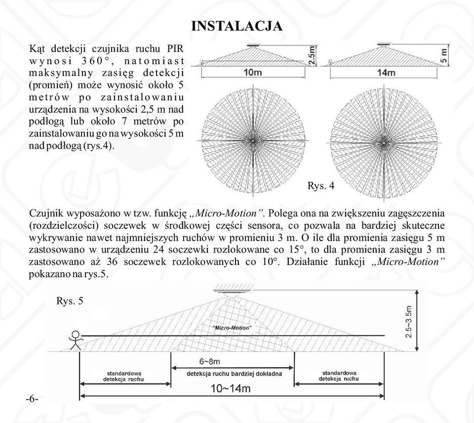 Polega ona na zwiêkszeniu zagêszczenia (rozdzielczoœci) soczewek w œrodkowej czêœci sensora, co pozwala na bardziej skuteczne wykrywanie nawet najmniejszych ruchów w promieniu 3 m.