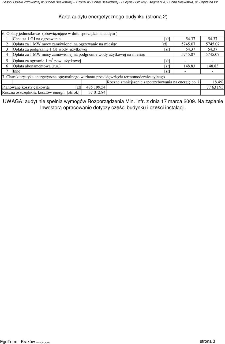 37 4 Opłata za 1 MW mocy zamówionej na podgrzanie wody uŝytkowej na miesiąc [zł] 5745.07 5745.07 5 Opłata za ogrzanie 1 m 2 pow. uŝytkowej [zł] - - 6 Opłata abonamentowa (c.o.) [zł] 148.83 148.