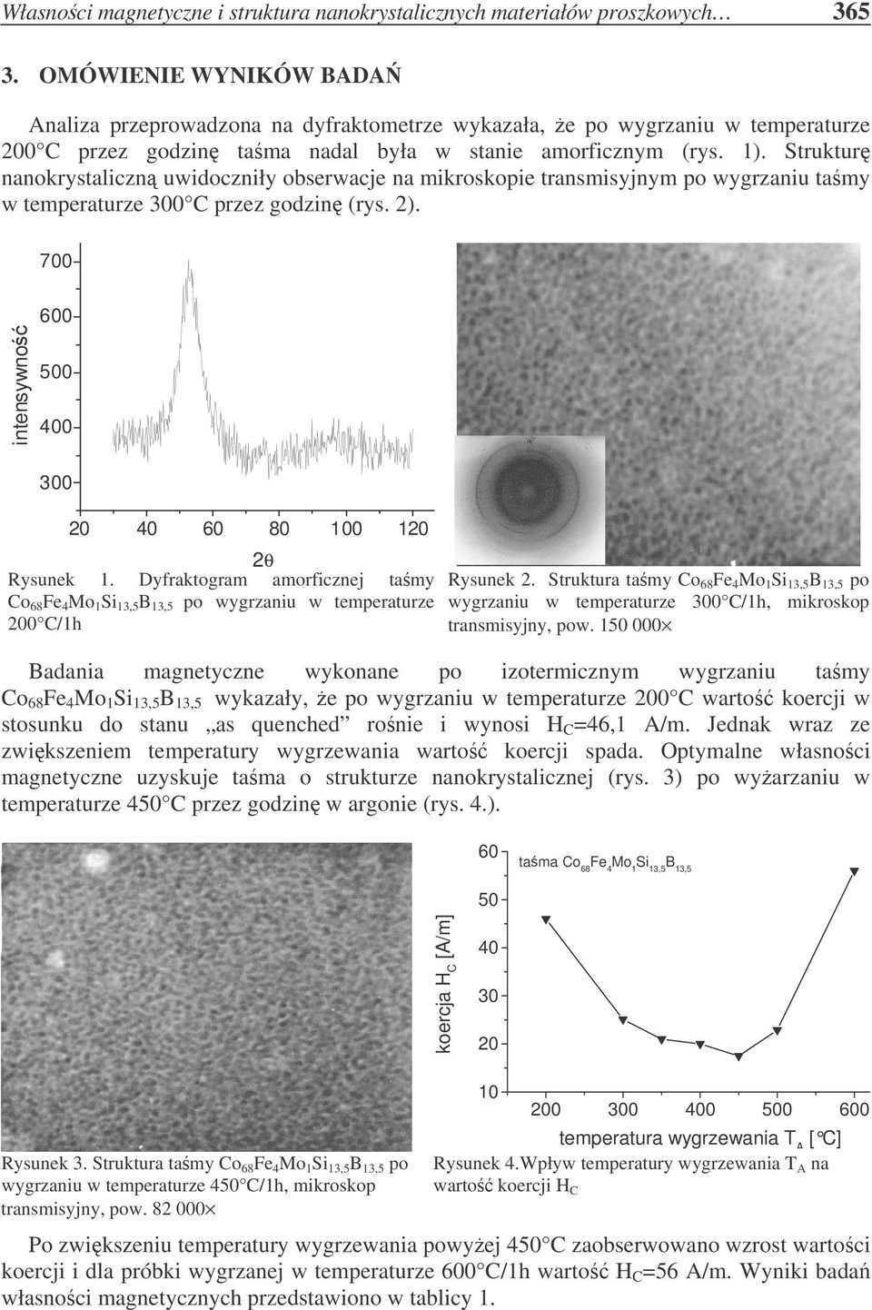 Struktur nanokrystaliczn uwidoczniły obserwacje na mikroskopie transmisyjnym po wygrzaniu tamy w temperaturze 300 C przez godzin (rys. 2).