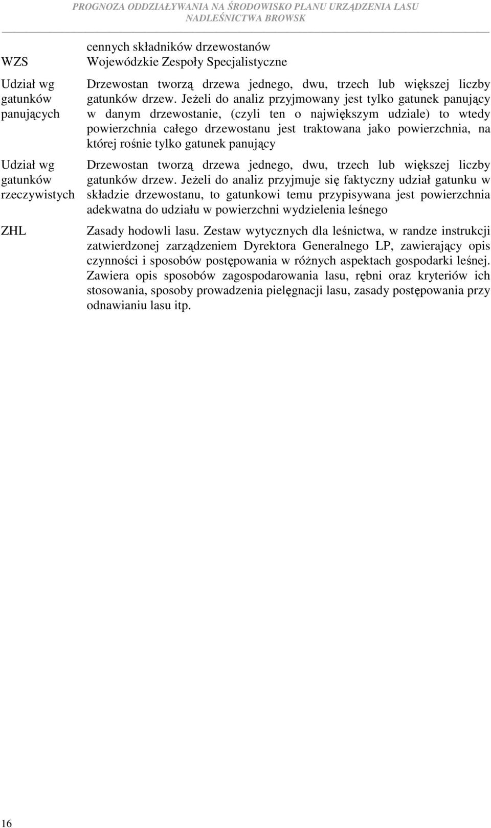 Jeżeli do analiz przyjmowany jest tylko gatunek panujący w danym drzewostanie, (czyli ten o największym udziale) to wtedy powierzchnia całego drzewostanu jest traktowana jako powierzchnia, na której