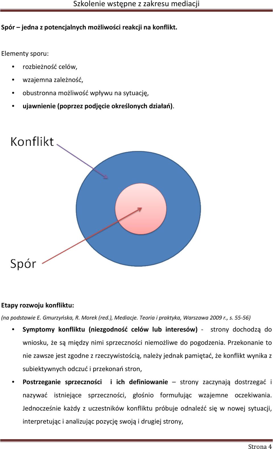 Gmurzyńska, R. Morek (red.), Mediacje. Teoria i praktyka, Warszawa 2009 r., s.