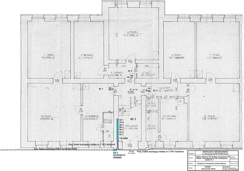 kabel zasilaj¹cy klatkê nr 2 YKY 4x35mm 2 Inwestor: Temat: WSPÓLNOTA MIESZKANIOWA ul.