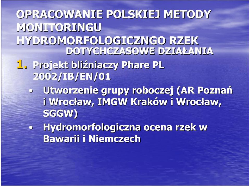 Projekt bliźniaczy Phare PL 2002/IB/EN/01 Utworzenie grupy