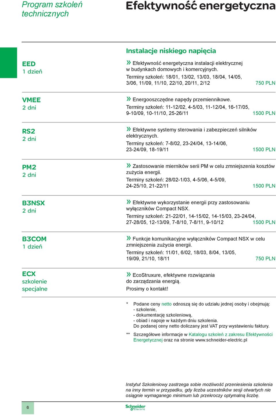 Terminy szkoleń: 11-12/02, 4-5/03, 11-12/04, 16-17/05, 9-10/09, 10-11/10, 25-26/11 1500 PLN RS2» Efektywne systemy sterowania i zabezpieczeń silników elektrycznych.