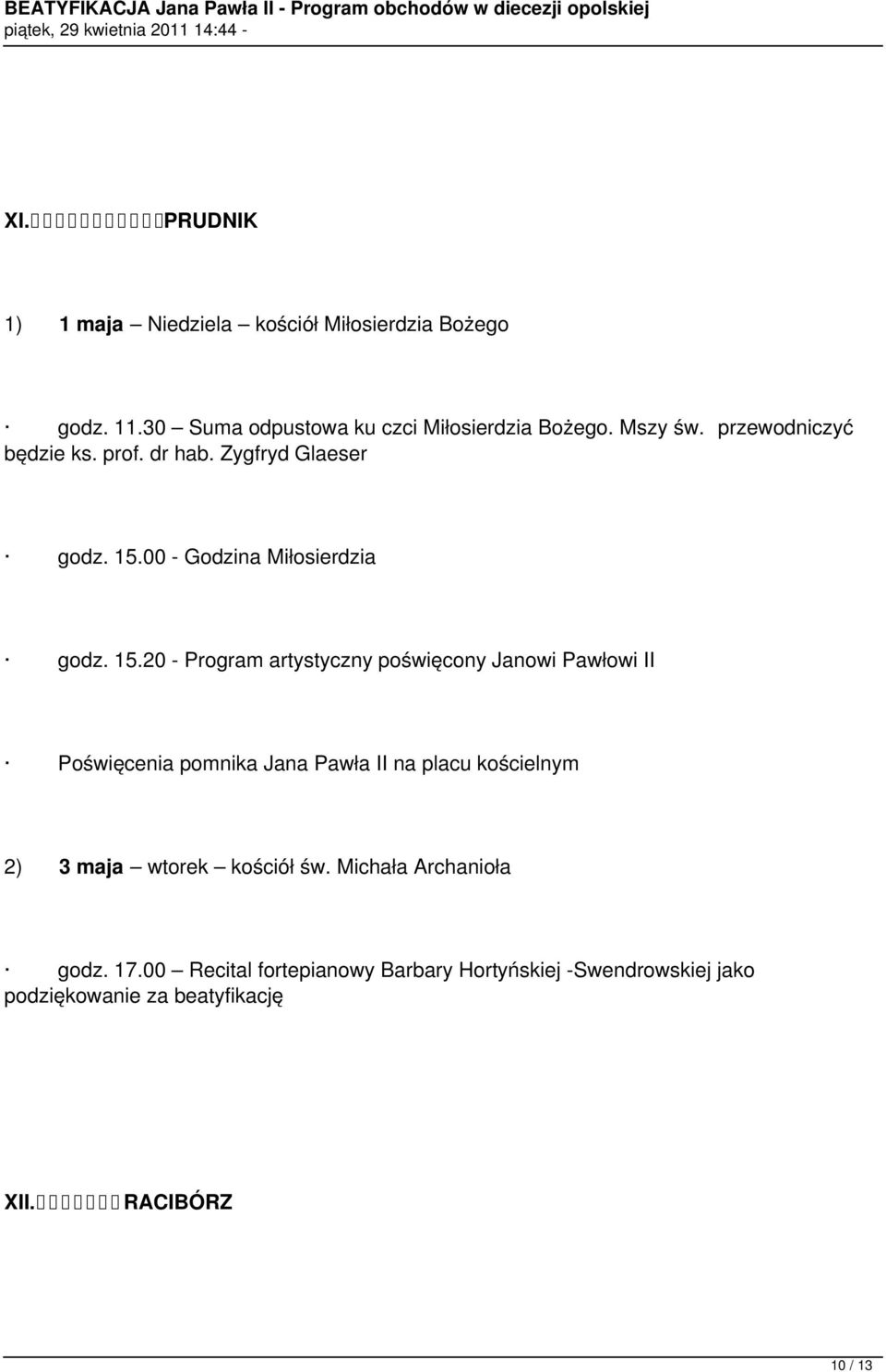 00 - Godzina Miłosierdzia godz. 15.